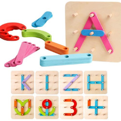 Wooden Alphabet and Numeric Puzzle 28 Pieces  – Educational Learning Toy for Kids