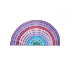 12 Pcs Large Wooden Rainbow Stacking Blocks in Pastel/Macaron Colors Lavender Purple and Violet Shades