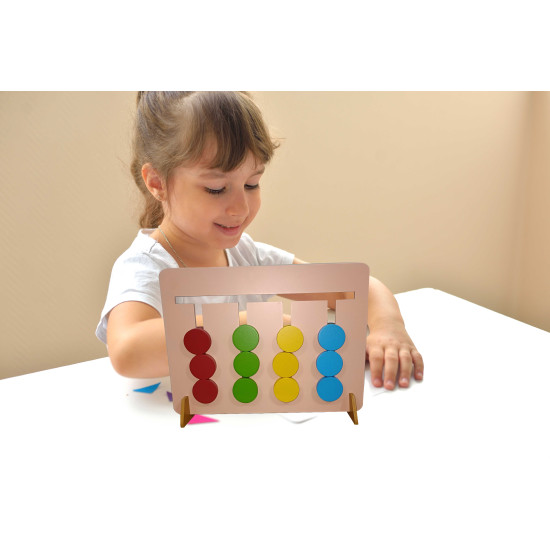 wooden puzzles for Wooden 4-Color Maze Slide Game for Kids - Educational Toy for Matching, Hand-Eye Coordination, and Fine Motor Skills Development kids